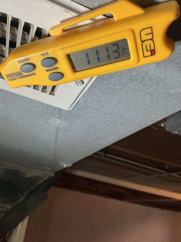 Performed comprehensive heating system tune-up on 20-year-old furnace unit located in basement. Conducted full system diagnostics including temperature differential measurements at supply registers, recording 111°F discharge air temperature, and performed electrical testing using digital multimeter to verify proper amperage draw and component operation. Completed routine maintenance checklist, inspected heat exchanger, burner assembly, and all safety controls to ensure system is operating safely and efficiently for the heating season.