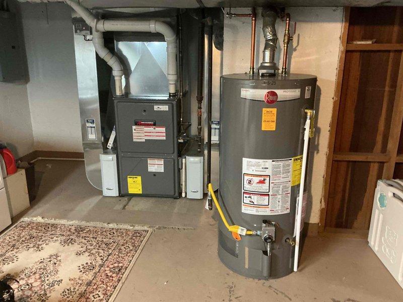 Completed comprehensive heating maintenance on 14-year-old gas furnace system, including inspection of all major components, burner assembly, heat exchanger, and venting system. Serviced Aprilaire whole-home humidifier mounted to ductwork, verified water supply connections and operation. All equipment found operating within normal parameters with no immediate safety concerns identified.