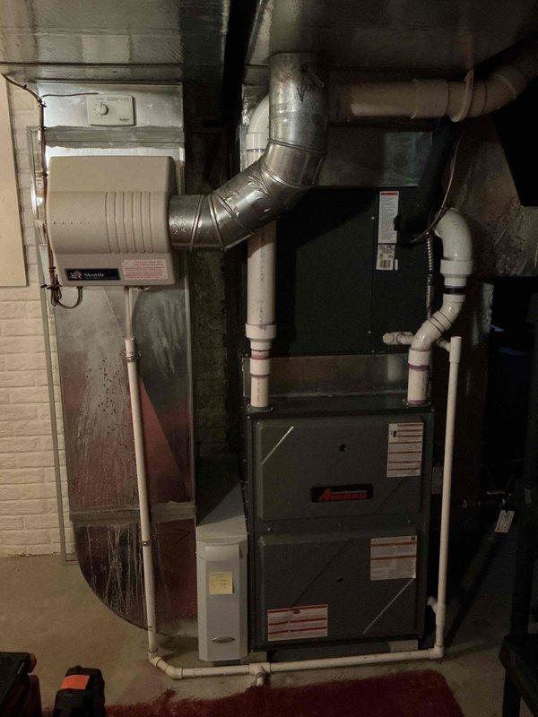 Completed scheduled maintenance on a one-year-old residential gas furnace system during the confirmed 8:00-8:30 AM service window. Performed comprehensive heating season inspection including filter evaluation, burner assembly examination, heat exchanger inspection, blower motor operation verification, and safety control testing. All components found operating within manufacturer specifications with no deficiencies noted. System includes integrated humidifier unit and standard condensate drainage configuration. Equipment remains under warranty with no renewal required at this time.