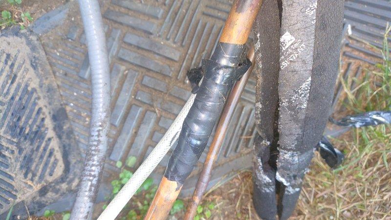 Responded to service call for 2-year-old A/C unit with reported oil leak at outdoor condenser. Upon inspection, identified refrigerant line connections at outdoor unit showing signs of potential oil migration. Connected Fieldpiece SMAN digital manifold gauges to system and performed complete refrigerant pressure diagnostics. Recorded system pressures with low side reading 134.8 PSI and high side reading 277.6 PSI. Inspected all copper refrigerant lines, joints, and fittings at condenser unit for leak source. Verified system operating parameters and determined oil residue was minimal with no active refrigerant leak detected at time of service. System pressures within acceptable range for current operating conditions. Advised monitoring for any future occurrences.