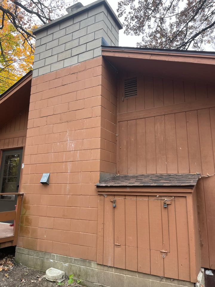 Removed forms and sealed chimney flashing  Removed forms and sealed chimney flashing