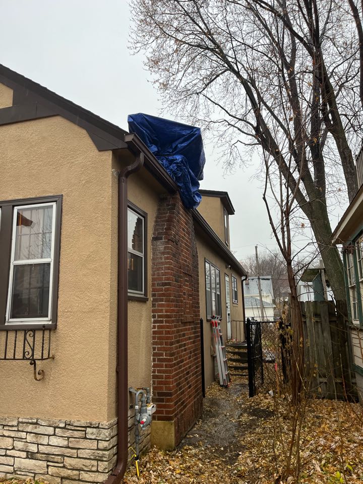 Installed new electric insert and tow down chimney and poured new crown 