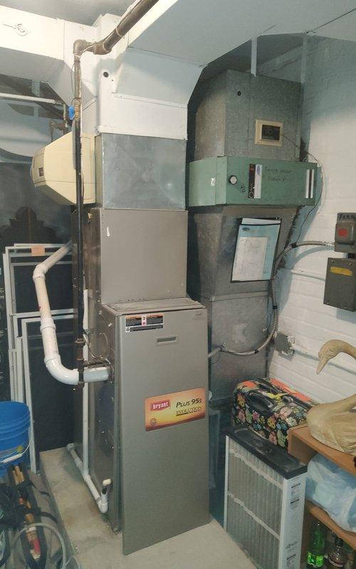 Performed tune-up service on Bryant Plus 90x furnace in response to customer complaint of burning odor. Inspection revealed significant dust accumulation on blower wheel causing the reported smell. Cleaned blower wheel assembly and verified proper system operation, eliminating the burning odor.