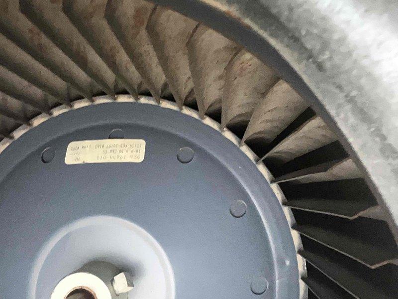 Performed standard furnace maintenance service. Inspected burner assembly confirming proper flame pattern and combustion (blue flames indicating good operation). Examined blower wheel which showed normal dust accumulation but remains in functional condition. System is operating normally with no immediate concerns identified.