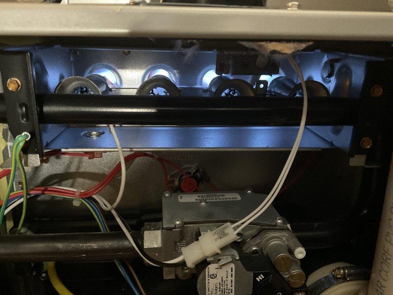 Performed scheduled heating tune-up under Home Plan on two furnace systems. Inspected burner assemblies, flame patterns, and gas valve operations, confirming proper ignition sequence. Examined all electrical connections and control modules, ensuring all wiring was secure and properly terminated. Both systems are operating within manufacturer specifications with no immediate concerns noted.