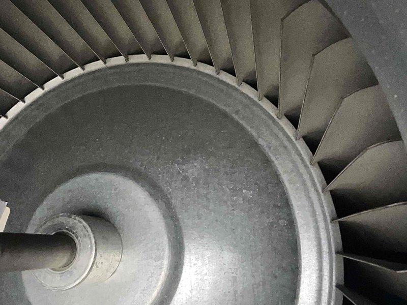 Performed scheduled maintenance on furnace system. Inspected blower wheel assembly and verified proper operation. Readings on condensate drainage system showed normal values at 36 degrees.