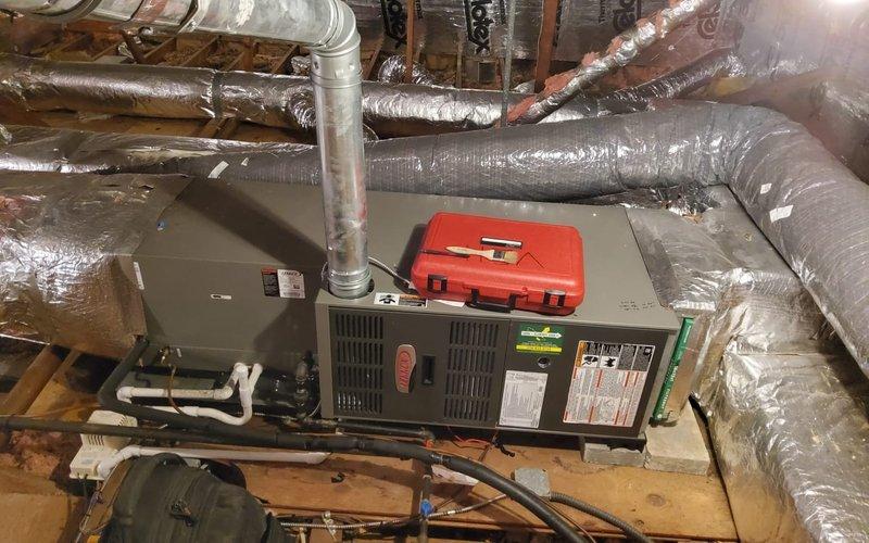 Performed routine heating maintenance on three HVAC systems. Serviced both attic-mounted and utility closet furnaces, checking all components for proper operation. Inspected ductwork integrity, verified proper insulation on all lines, and confirmed systems were operating within manufacturer specifications.