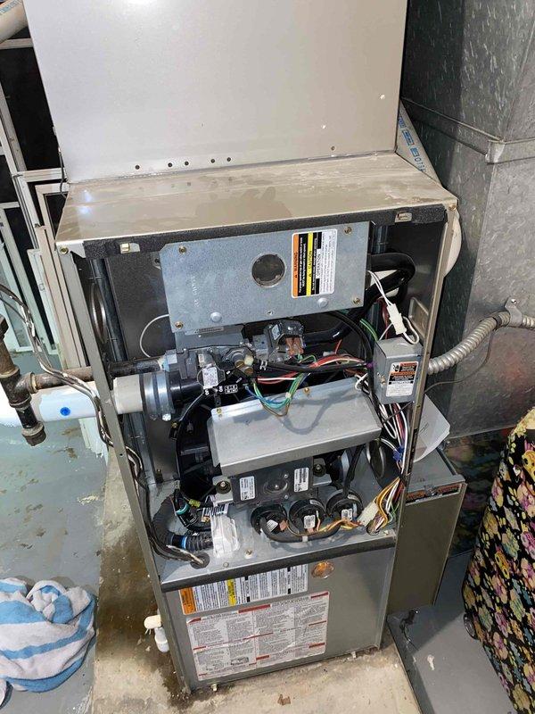 Responded to customer-reported leak from PVC pipe. Inspected HVAC system, removed front panel to access internal components, and examined connection points. Previous repair attempt was unsuccessful as leak persisted. Performed necessary repairs to resolve the ongoing water leak issue.