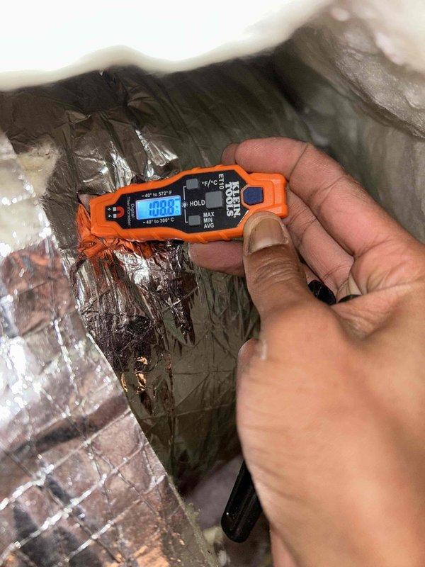 Completed annual tune-up on customer's furnace, replacing customer-supplied filter at no additional cost. Conducted comprehensive diagnostic testing, including temperature readings (40.0°F at ductwork) and combustion analysis (CO: 22P, CO₂: 4.2%, efficiency loss: 12.2%). All systems verified to be operating within normal parameters.