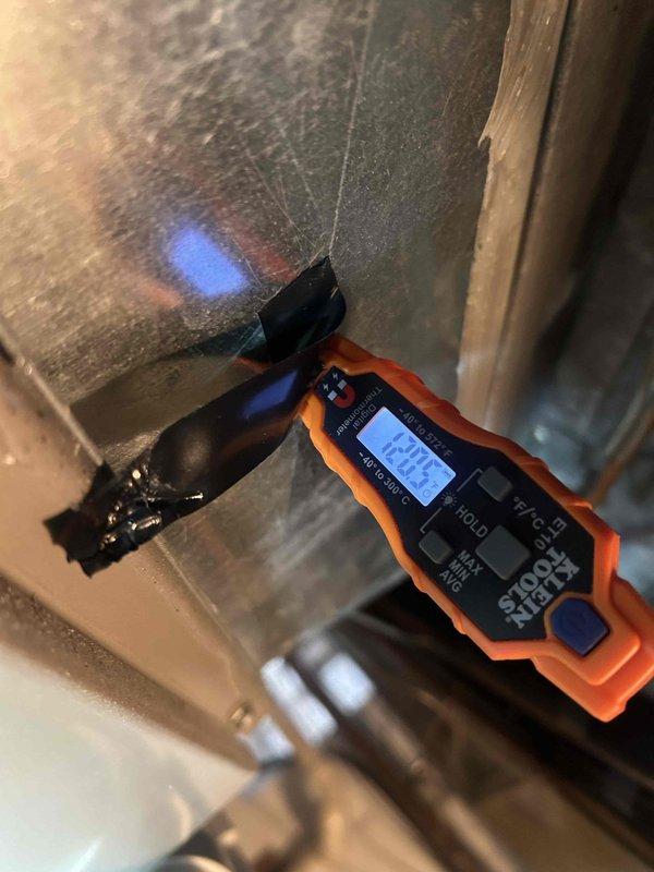 Performed heating maintenance on dual heat pump furnace systems with mini-split. Conducted gas pressure testing with HTP HT-1390 manometer showing 155 reading, and measured combustion levels using Fieldpiece diagnostic tool which displayed 0.15. All systems verified operational with proper readings within manufacturer specifications.