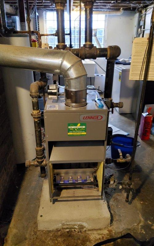 Responded to emergency no-heat call; discovered pilot light was out on customer's Lennox boiler system. Relit pilot, verified proper ignition and system operation, ensuring heat was restored to the residence.