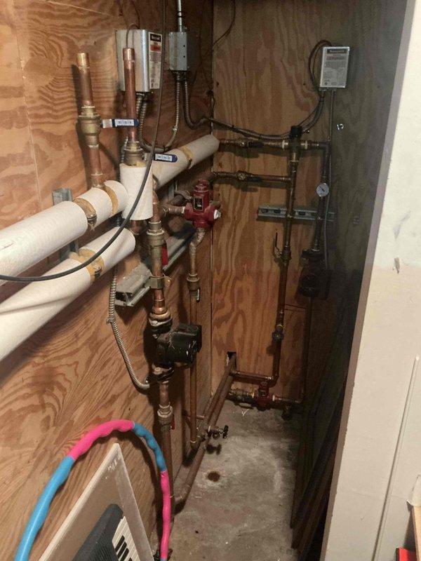 Diagnosed and repaired no-heat condition on 5-year-old furnace system. Identified faulty Grundfos circulator pump (model UP 15-42 F) causing insufficient flow through the hydronic heating system. Replaced pump and verified proper operation, restoring heat throughout residence.