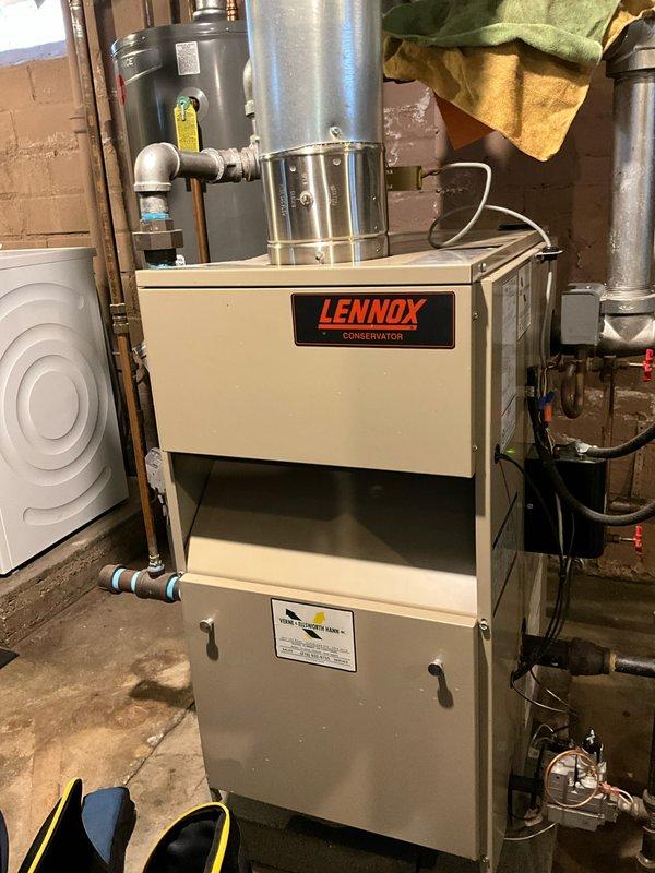 Performed scheduled maintenance on Lennox Conservator steam boiler system. Inspected burners, heat exchanger, and gas valve assembly for proper operation. Customer advised of service plan renewal requirements; maintenance appointment rescheduled for 1/28 at 8am.