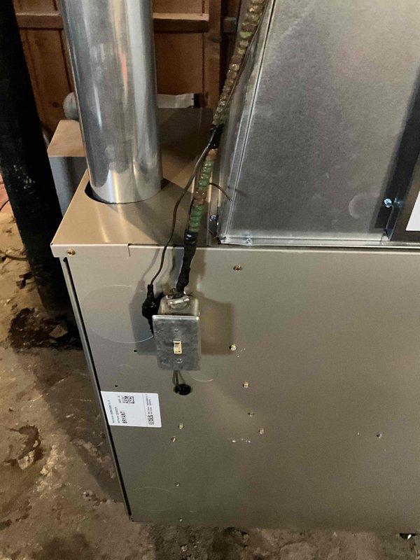 Successfully removed and replaced 80% efficiency furnace in basement utility area, connecting to existing gas line and electrical. Properly installed with appropriate exhaust venting, and all manufacturer safety labels verified intact.