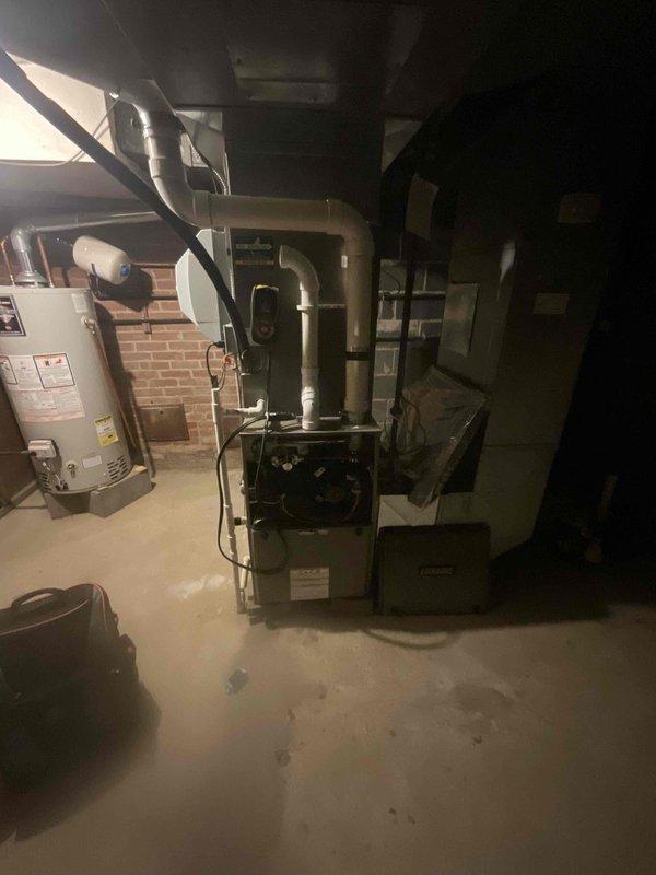Performed routine maintenance on 7-year-old MVP gas furnace. Conducted combustion analysis testing with readings of CO2 at 8.0%, efficiency loss at 11.0%, and excess air at 49.0%. System is functioning within acceptable parameters and scheduled for next maintenance.