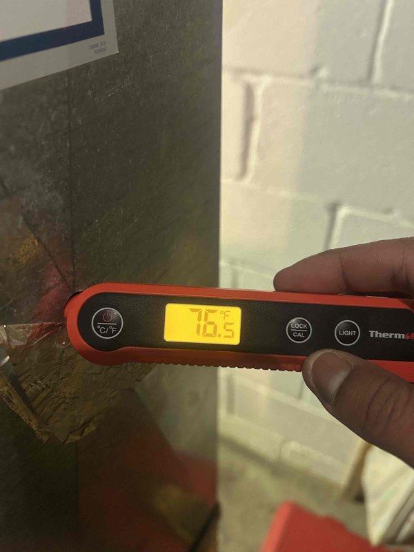 Performed scheduled heating maintenance service on customer's system per Home Plan agreement. Conducted temperature readings (76.5°F) and performed combustion analysis showing CO levels at 18 PPM, CO2 at 5.0%, system loss at 11.5%, and excess air at 139.6%. All parameters within acceptable range for safe and efficient operation.