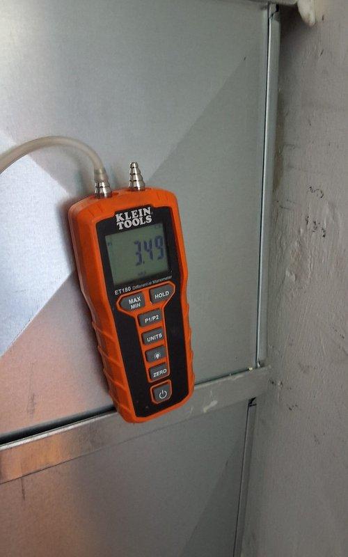 Completed installation of new furnace and rooftop AC unit requiring crane lift. Connected system to existing 2" flue pipes and installed Aprilaire filter, condensate pump, and Ecobee thermostat. Performed rework of lineset to accommodate future humidifier installation. System pressure and temperature tests confirmed proper operation with readings of 349 and 150 respectively using Klein Tools ET100 diagnostic equipment.