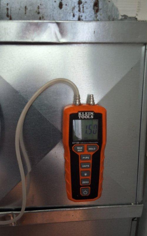 Completed installation of new furnace and rooftop AC unit requiring crane lift. Connected system to existing 2" flue pipes and installed Aprilaire filter, condensate pump, and Ecobee thermostat. Performed rework of lineset to accommodate future humidifier installation. System pressure and temperature tests confirmed proper operation with readings of 349 and 150 respectively using Klein Tools ET100 diagnostic equipment.