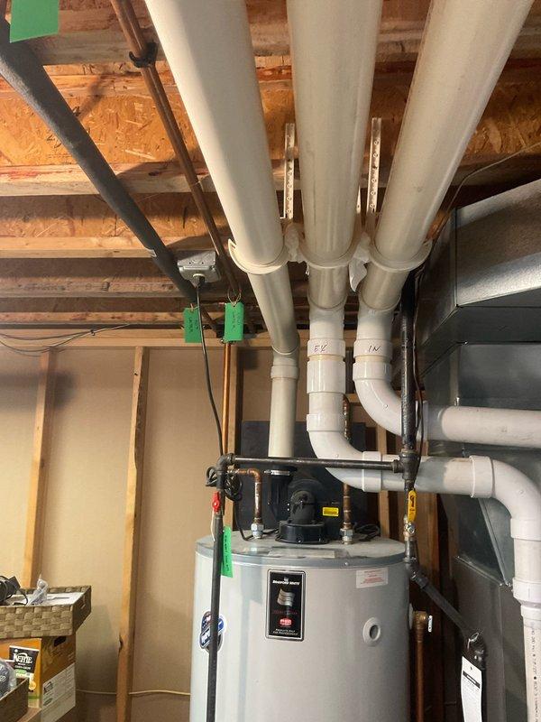 Responded to service call regarding 14-year-old water heater replacement. Upon inspection of the existing 75-gallon unit, recommended downsizing to a 50-gallon Bradford White model as requested by customer. Completed installation of new water heater, ensuring proper connections to existing copper and PVC piping system with appropriate valves. Final inspection confirmed system integrity with no leaks.