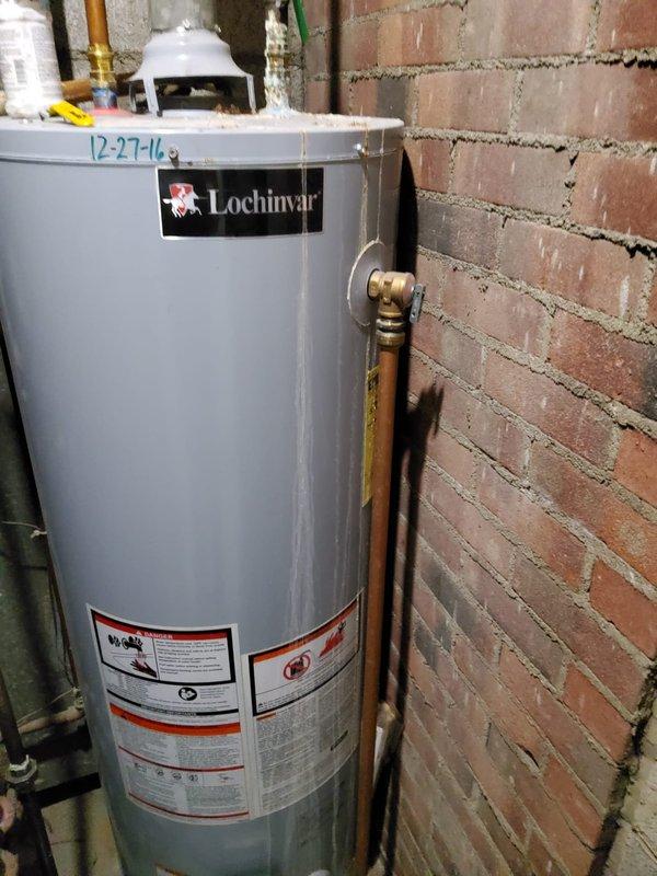 Performed gas shutoff procedure on Lochinvar water heater system. Inspected plumbing infrastructure including copper pipes and connections for safety compliance. Parts retained in shop for subsequent installation. Customer's payment processed with authorization for remaining balance on credit card.