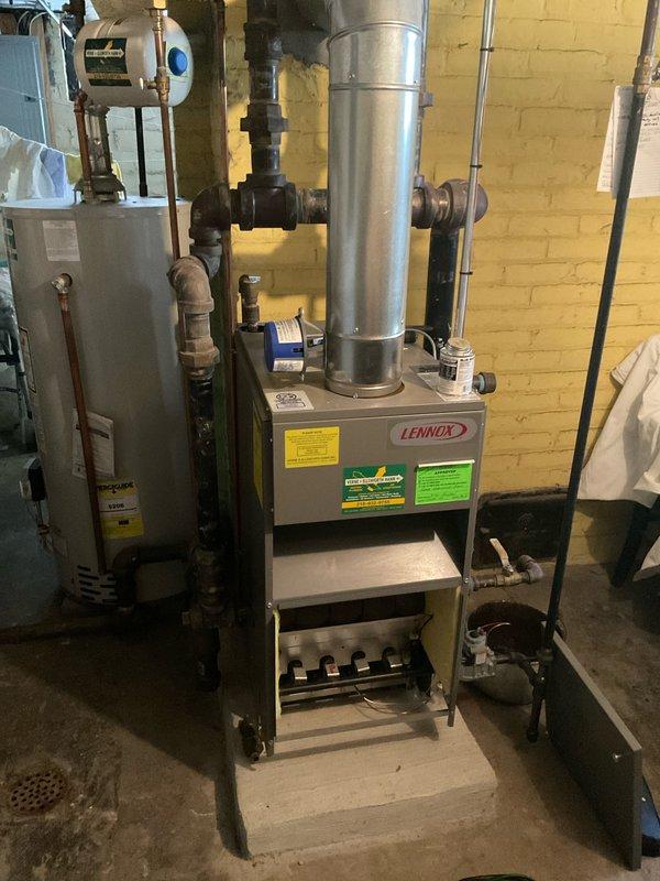 Performed comprehensive tune-up service on customer's steam boiler system. Inspected water level sight glass, safety valves, and main control valves for proper operation. Examined Lennox furnace unit and associated ductwork, ensuring all components were functioning correctly and safely.
