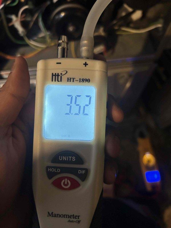 Completed scheduled heating tune-up service on a residential HVAC system. Performed temperature differential testing with readings of 123.4°C at supply register and conducted static pressure measurements using HT-1890 manometer with readings of 35.2. All system parameters verified within operational specifications.