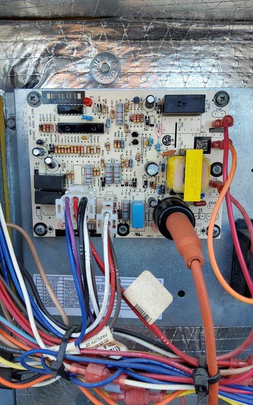 Performed warranty service call to replace defective control board in commercial HVAC system. Installed new PCB module, reconnected all electrical components, and verified proper system operation after replacement. Unit now functioning within normal parameters.