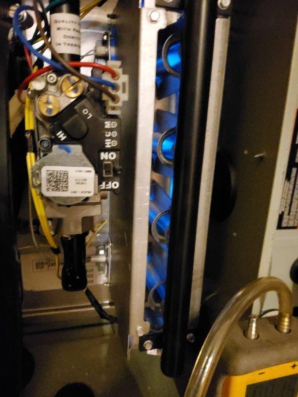 Performed scheduled maintenance on two furnace systems. Inspected electrical components and control boards, confirming proper operation of all indicator lights and connections. Systems tested with all safety controls functioning normally and units operating at optimal efficiency.