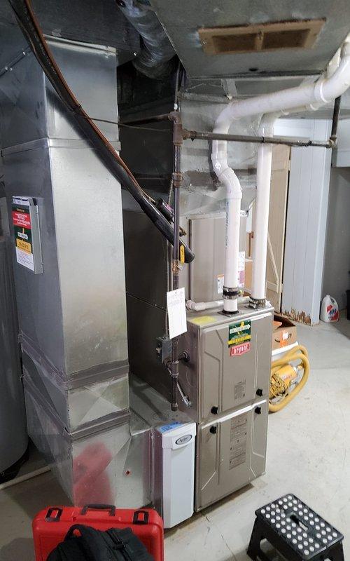 Performed scheduled heating tune-up on residential HVAC system. Conducted combustion analysis with readings of O2 11.6%, CO2 5.5%, and stack temperature of 84.8°F, all within acceptable parameters. Inspected furnace installation, ductwork, and venting system, confirming proper installation and good working condition.