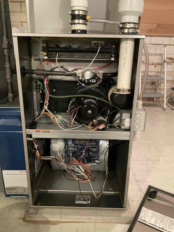 Performed furnace tune-up on residential system. Conducted combustion analysis using UEi C161 analyzer, confirming proper CO/CO2 levels and combustion efficiency. Inspected internal components including blower motor, circuit board, and wiring connections, ensuring all systems functioning correctly.