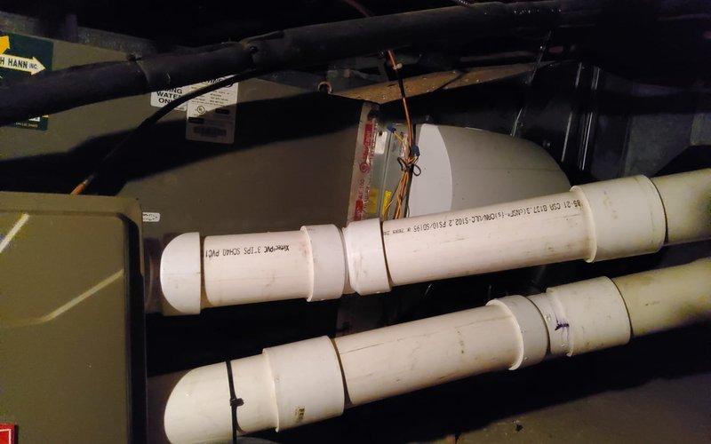 Completed scheduled maintenance on dual furnace system that had been previously rescheduled. Inspected PVC venting system and verified proper operation of control board with all LED indicators functioning normally. Both systems were tested and confirmed to be operating within manufacturer specifications.