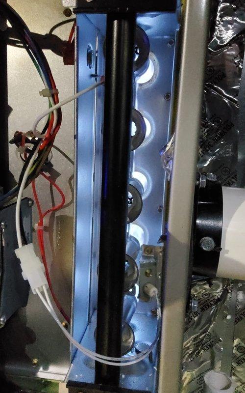 Completed scheduled maintenance on dual furnace system that had been previously rescheduled. Inspected PVC venting system and verified proper operation of control board with all LED indicators functioning normally. Both systems were tested and confirmed to be operating within manufacturer specifications.