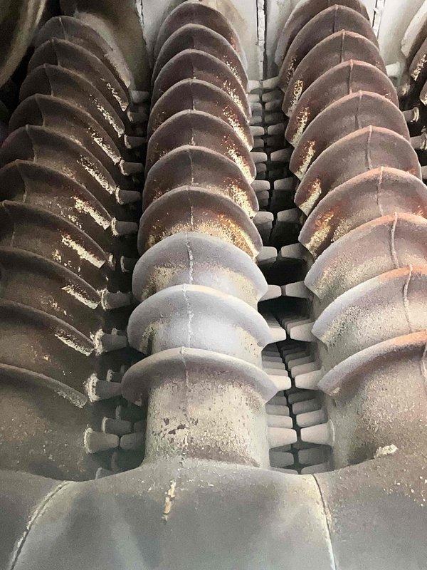 Performed routine maintenance on an aging steam boiler system. Conducted combustion analysis using UEI C151 analyzer, confirming proper oxygen levels and absence of carbon monoxide. Inspected turbine components, noting some oxidation on blade surfaces that may require future attention.