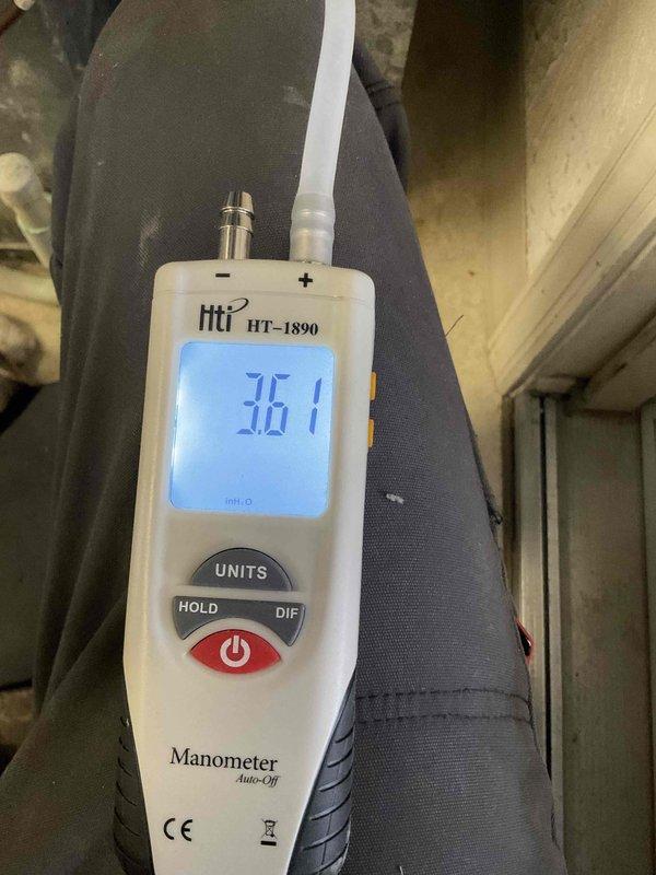 Completed scheduled HPP maintenance on Bradford White water heater. Performed pressure testing with HT-1890 manometer, confirming system pressure at 36.1 mH₂O, which falls within manufacturer specifications. Inspected all connections, flue venting, and valves - all components functioning properly with no leaks detected.