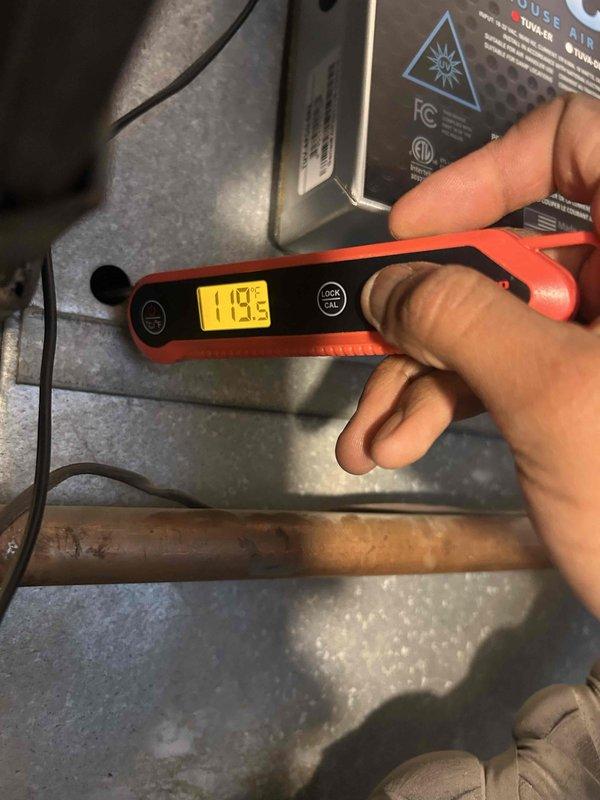 Performed scheduled maintenance on 6-year-old natural gas furnace under prepaid MVP plan. Inspected all system components and verified proper operation. Temperature readings confirmed system is functioning within normal parameters (119.5°F), and all safety controls are operational.