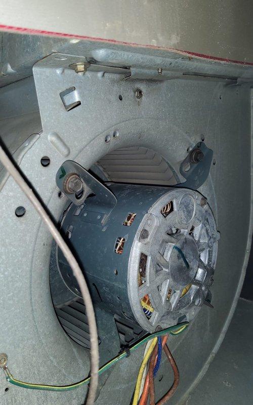 Performed routine maintenance on HPP 1 Furnace 12-4, including inspection of the blower motor assembly and electrical connections. System was found to be in normal working condition with no visible damage or unusual conditions; all components properly mounted and wiring intact.