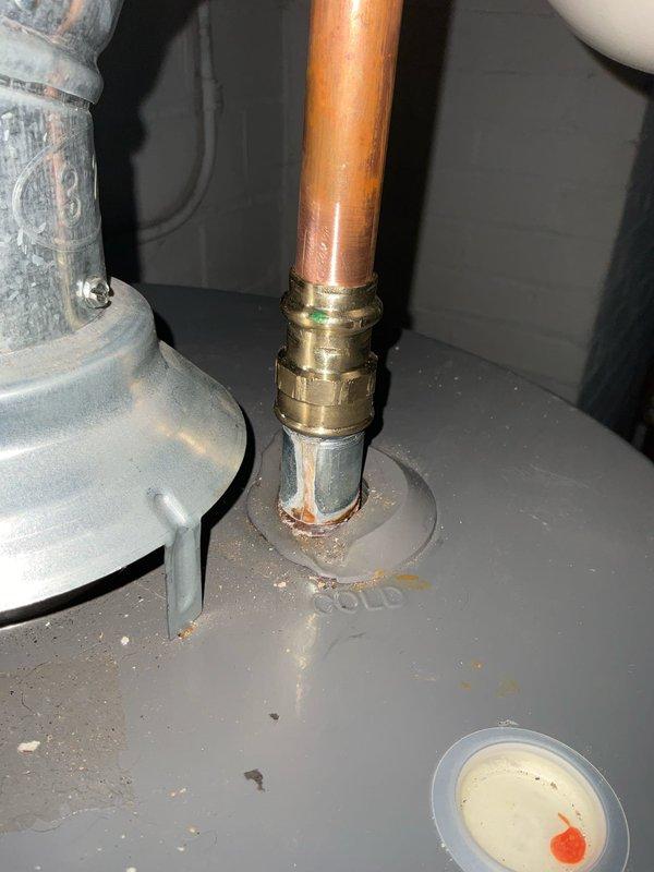 Replaced existing CPVC water piping with copper piping per code requirements. Installed expansion tank and performed proper bonding to ensure compliance with current plumbing regulations. Verified all connections were secure with no leaks present and system functioning properly after rework completion.