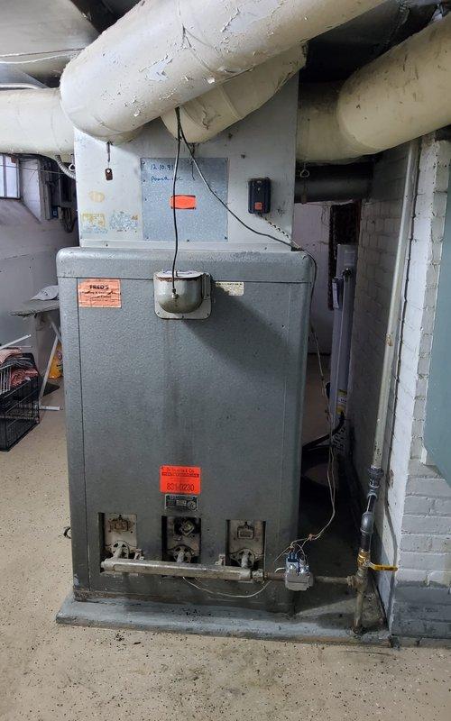 Replaced faulty thermocouple on aging furnace system that was preventing proper ignition and causing no-heat condition. Cleaned corroded connection points and verified proper flame sensing after installation. Unit is now operating normally with consistent heat production.