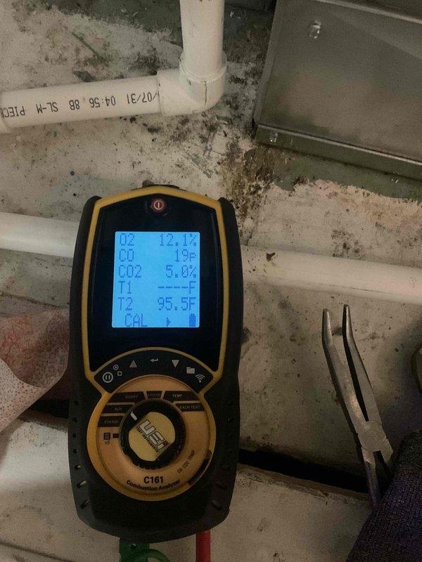 Performed scheduled heating maintenance on three furnace systems as part of recurring Home Plan service. Completed comprehensive inspection of mechanical components including heat exchangers, electrical connections, and flexible gas lines. Conducted combustion analysis using UEi C161 analyzer, which confirmed proper operation with readings of 12.1% O2, 19 ppm CO, 5.8% CO2, and 95.5°F flue temperature, all within acceptable parameters.