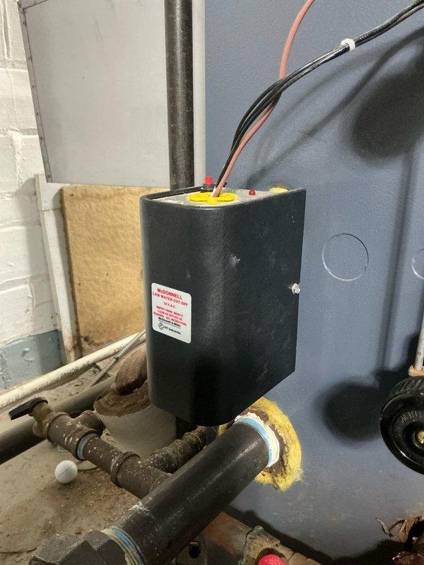 Responded to no heat call for 13-year-old steam gas boiler system. Inspected control box wiring connections and examined heat exchanger components, finding significant dust accumulation and wear on copper piping. Performed necessary maintenance to restore heating function and advised customer on system's age-related limitations.