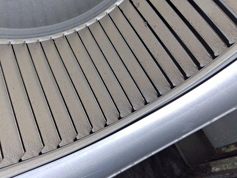 Performed scheduled home plan heating tune-up service. Inspected ventilation components including the heat exchanger fins which appeared in good condition. Replaced severely clogged air filter that showed extensive dust and debris accumulation, which was affecting system efficiency and air quality.