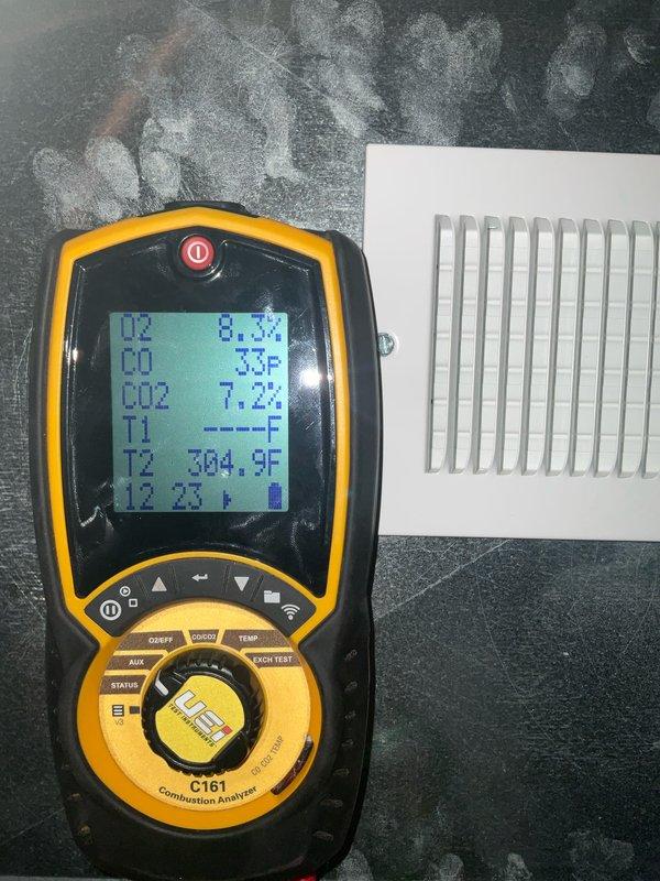 Performed comprehensive tune-up on existing furnace system. Conducted combustion analysis with C161 analyzer showing acceptable readings (O2: 8.3%, CO: 33P, CO2: 7.2%, stack temp: 304.3°F). Noted that MVP maintenance value plan will expire 3/31, customer declined early renewal.