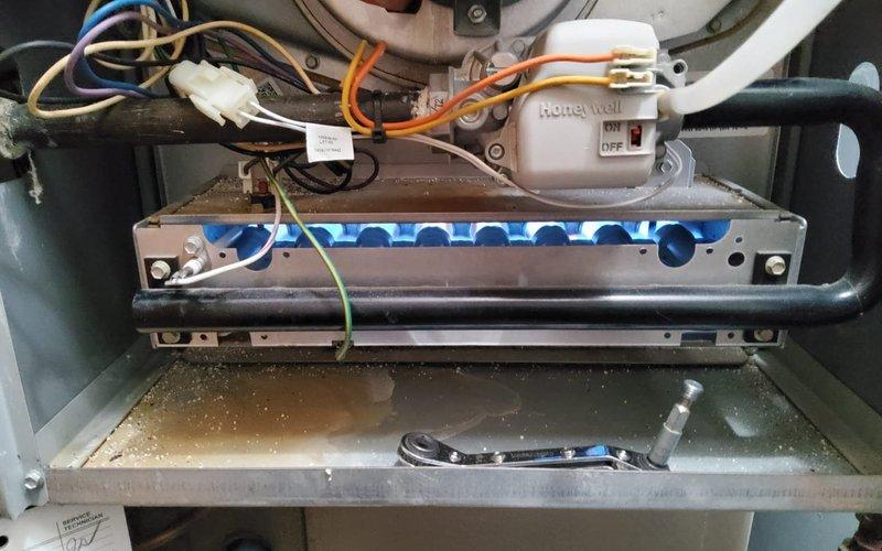 Performed scheduled heating maintenance after 2:30 pm as requested. Inspected furnace components including control board wiring and Honeywell switch functionality. Replaced severely soiled 16×20×1 air filter which showed significant dust accumulation, improving system airflow and efficiency.