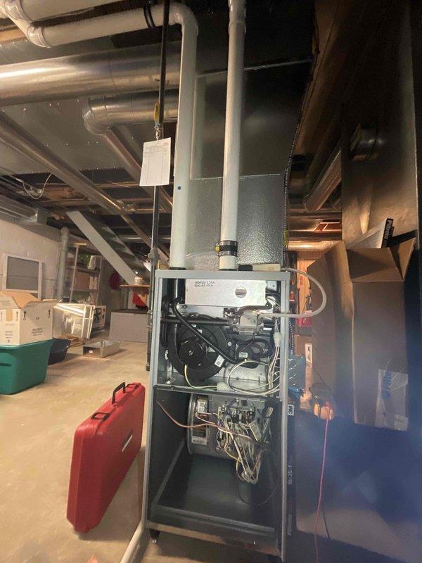 # HVAC Maintenance - Heating System Service Report

Completed annual home plan maintenance inspection on a 6-year-old residential gas furnace system. Provided 30-minute advance notification to customer prior to arrival as requested.

Upon arrival, performed comprehensive heating system inspection in accordance with manufacturer specifications and industry standards. Opened furnace cabinet to access internal components for thorough examination. Inspected heat exchanger for signs of cracks, corrosion, or deterioration. Verified proper operation of blower motor and checked for unusual noise or vibration. Examined all electrical connections, control boards, and wiring for secure terminations and signs of overheating or damage.

Tested gas valve operation and verified proper ignition sequence. Inspected burner assembly for proper flame characteristics and even combustion. Checked flue pipe and venting system for proper installation and secure connections. Verified condensate drain lines wer