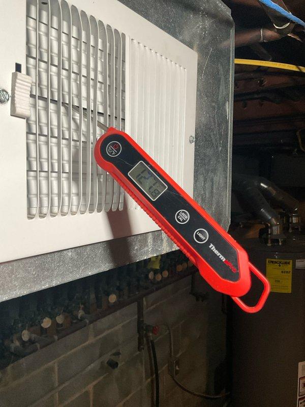 Completed scheduled heating maintenance on three furnace systems, including units over 10 years old and a newer 2+ year old system. Performed comprehensive tune-up procedures including temperature diagnostics at supply vents and heat exchanger inspection, with measurements confirming proper system operation at 127°F. All units tested and operating within normal parameters.