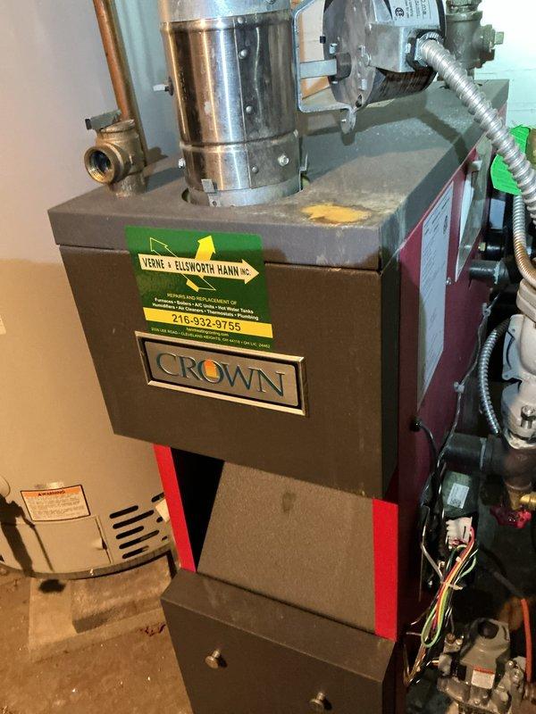 Completed comprehensive annual heating maintenance on two 9-year-old Crown boiler systems. Performed full tune-up procedures including inspection of all mechanical components, burner assembly, heat exchanger, circulator pumps, and control systems. Verified proper operation of Honeywell control unit, checked pressure gauge readings, and tested all safety controls and electrical connections. Cleaned and serviced both units, inspected copper piping and flexible conduit connections, and confirmed systems are operating at optimal efficiency for the heating season.