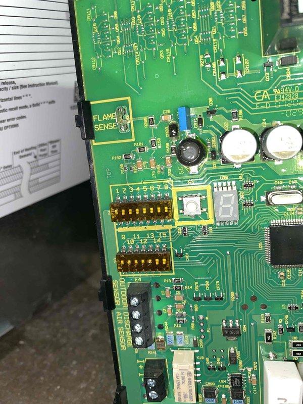 Responded to no heat call on five-year-old furnace. Upon arrival, performed system diagnostics and identified faulty integrated furnace control board. Inspected flame sense circuit and control board components, noting failed relay and compromised circuit paths. Removed defective control board and installed new OEM replacement board. Configured DIP switch settings per manufacturer specifications for proper system operation. Verified all wire connections to board terminals, ensured proper 24V control voltage, and tested flame sense circuit functionality. Cycled system through multiple heating calls to confirm ignition sequence, flame proving, and blower operation. System restored to full operational status with proper heating output.