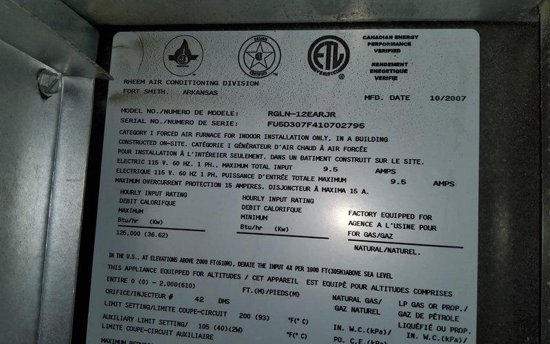 Performed maintenance on a 14-year-old Rheem gas furnace and air conditioning system. Customer requested a second opinion on previously recommended furnace repairs. Installed a new capacitor up to 25 mfd on the outdoor condensing unit to restore proper system operation.
