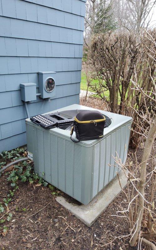 Performed maintenance on a 14-year-old Rheem gas furnace and air conditioning system. Customer requested a second opinion on previously recommended furnace repairs. Installed a new capacitor up to 25 mfd on the outdoor condensing unit to restore proper system operation.