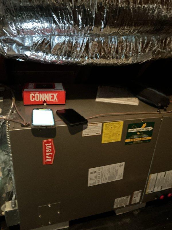 Completed routine maintenance and tune-up on a 4-year-old Bryant air conditioning system. Performed comprehensive inspection of the air handler unit located in attic space, verified proper operation of all components, and checked manufacturer specifications. System found to be operating within normal parameters with no deficiencies noted. All safety labels and equipment markings confirmed present and legible. This service included standard preventative maintenance procedures to ensure continued efficient operation of the cooling system.